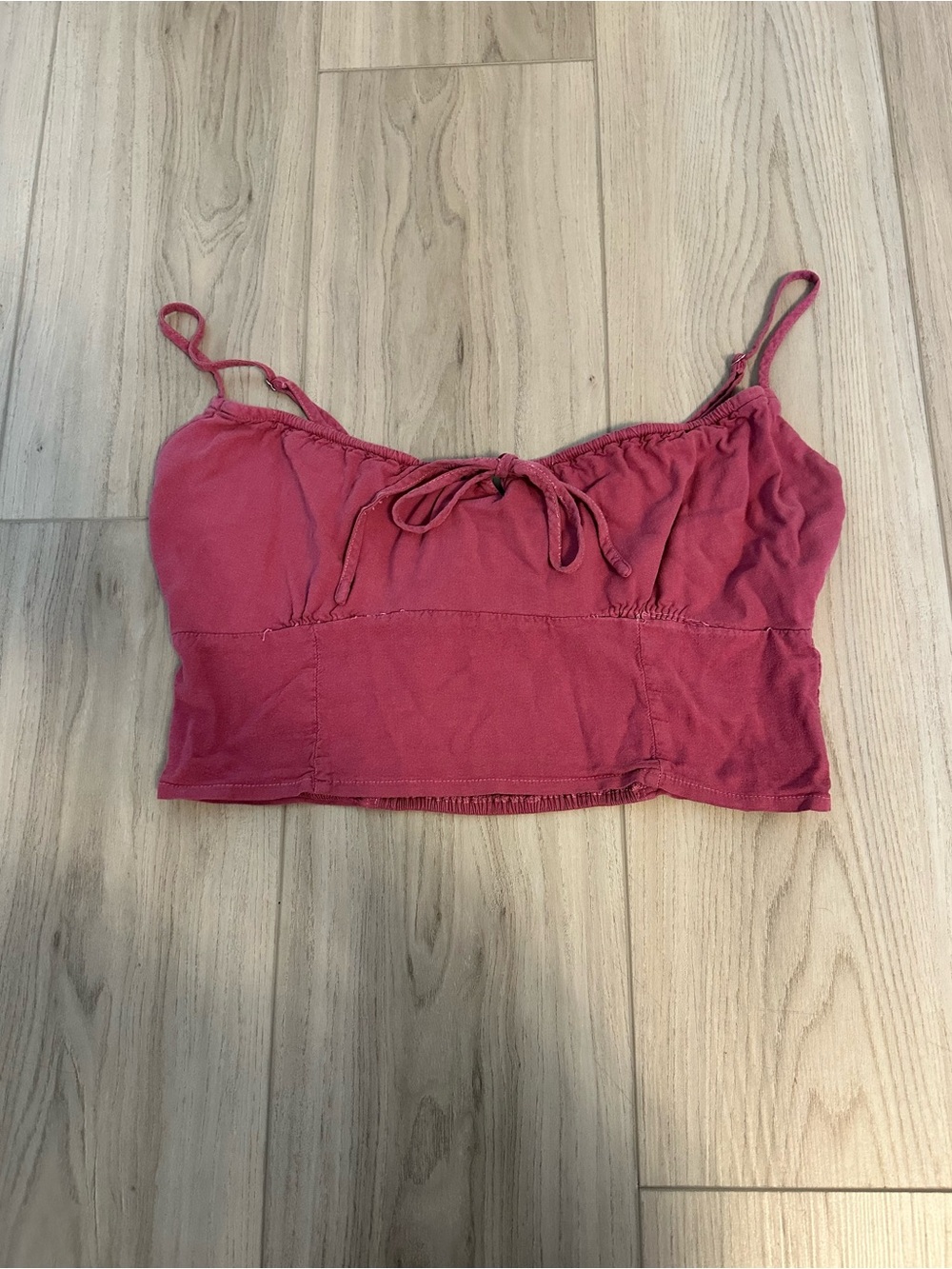 Brandy Melville Rose Pink Cropped Tie-Front Camisole